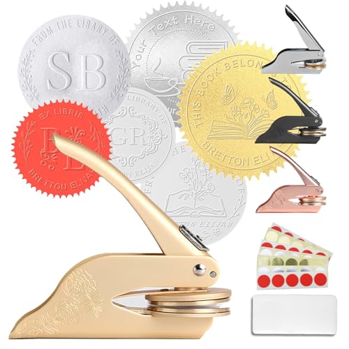 Custom Logo Embosser Seal Stamp, Personalized Book Embosser for Libraries, Your Own Text or Logo Design for Books Business Cards, Wedding Invitations