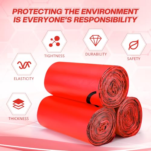 Image of Geiserailie 200 Pack 14.5 inch x 19 inch Biohazard Waste Bags 3 Gallon Red Trash Liner with Hazard Symbol for Infectious Waste Disposal Safe Hospital Supplies
