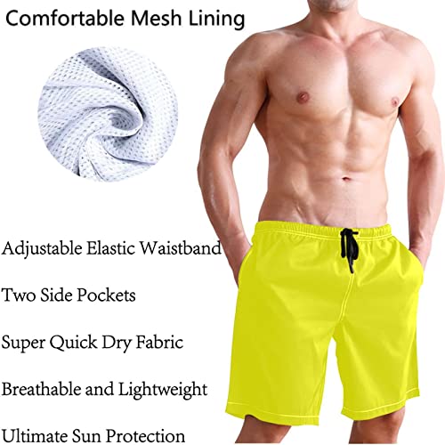 RunningBear Bright Yellow Men's Swim Trunks Beach Short Men Quick Dry Swimming Trunks for Men,S4