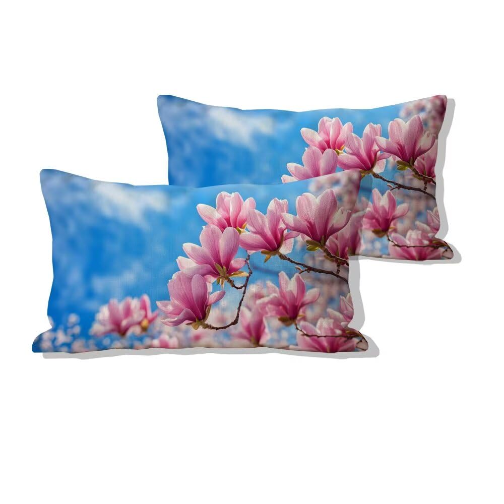 Housse de coussin extérieure imperméable 50x90 cm lot de 2 en lin pour déco de jardin
