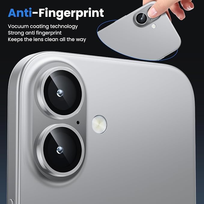 Image of Premium Camera Lens Protector Compatible For iPhone 17 (Silver) Camera Lens Protector - 9H Tempered Glass, Military-Grade Anti-Scratch, Case-Friendly, Easy Install Frame