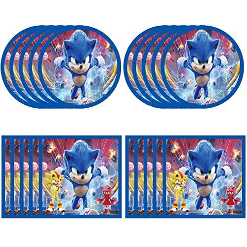 Sonic Birthday Party Supplies 20 Plates 20 Napkins for Sonic Party Supplies The Hedgehog Theme Party Decorations Favor