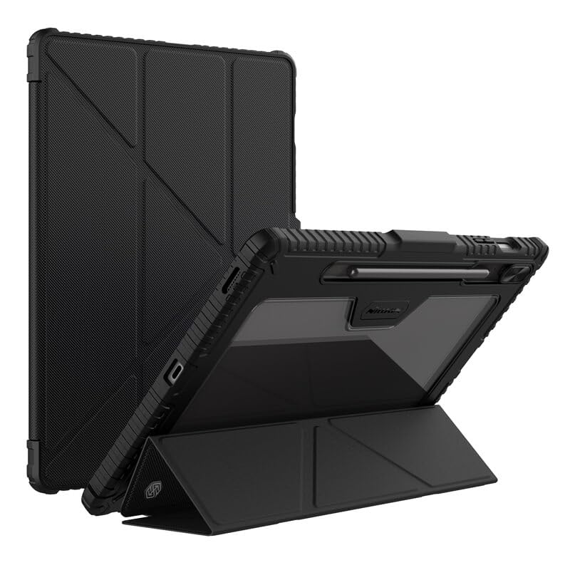E-Sell Enterprise, Nillkin Bumper Leather Multi-Angle Folding Style Case for Samsung Galaxy Tab S9 FE Plus (12.4"Inch) Slider Camera Protection Camshield, Stand Smart Wake&Sleep Pencil Holder (Black) (B0D8JSJXRF) Amazon Price History, Amazon Price Tracker