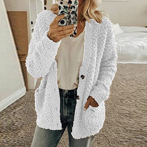 Chunky Open Front Cardigan For Women Fluffy Button Up Sweater Coat Winter Shaggy, Womens Fuzzy Popcorn Outwear #TOP2