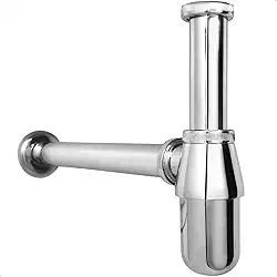 Dona D Cor, Sifão Copo Metal Cromado 7/8 Para Cuba Aparente Pia Suspensa Banheiro Sifao Com Copo Redondo Para Pia Cuba Lavabo Lavatório Luxo