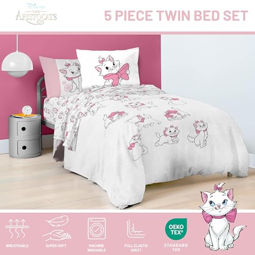 Image of Disney Aristocats Marie Twin Comforter Set 5 Piece Kids Bedding, White