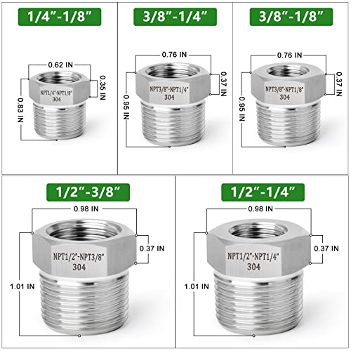 Snapklik.com : TAISHER 10PCS Forging Of 304 Stainless Steel Reducer Hex ...