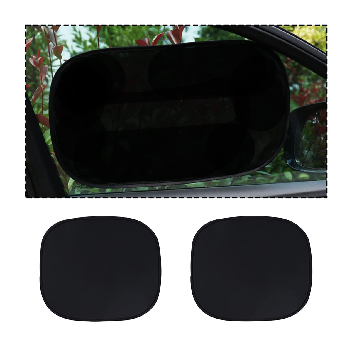 AUCELI Car Window Shade, 2PCS Cling Auto Side Window Sunshade Protection, Foldable Windshield Visor Blocks Sun Glare and UV Rays for Baby, Auto Front Rear Mesh Curtains (Semi-Transparent, 17''×14'')