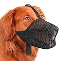 Dog Muzzle, Soft Mesh Muzzle for Small Medium Large Dogs, Adjustable Puppy Muzzles for Scavenging Biting Licking and Chewing, Allows Panting and Drinking (Black, XL-(Snout:11¾"-13¾"))