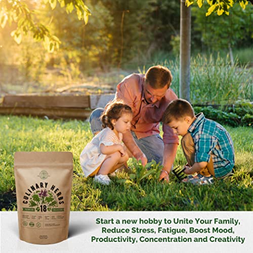 18 Culinary Herbs Seeds Variety Pack - Heirloom, Non-Gmo, Herbs Seeds For Planting Outdoor And Indoor - Home Gardening. Over 5000+ Seeds Including Rosemary, Thyme, Oregano, Mint, Basil, Parsley & More #TOP6