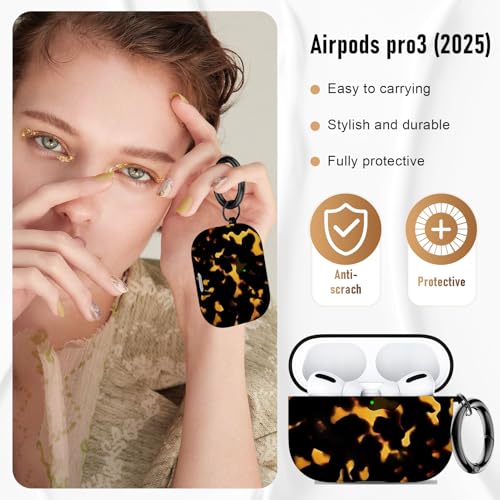 Image of Compatible Airpods Pro 3 Case (2025),Soft Cute Marble Print Silicone Protective Cases for Apple AirPods Pro 3rd Generation Case,Airpod Pro 3 Cover with Keychain&Cleaner Kit for Women /Girls,Marble