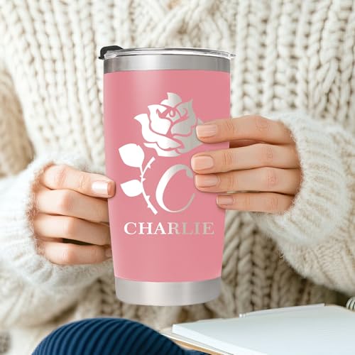 Image of Personalized Tumblers with Names - Custom 20oz Double Wall Stainless Steel Tumbler, Personalized Christmas Gifts for Men Women, Customized Travel Coffee Cup Mug Lid and Straw