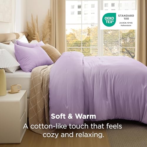 Image of Bedsure Queen Comforter Set, Lavendar Soft Prewashed Bedding for All Seasons, 3 Pieces GentleSoft Bed Set, 1 Lightweight Comforter (90 inchx90 inch) and 2 Pillowcases (20 inchx26 inch)