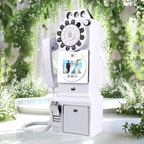 Księga Gości z Wideo i Audio, Telefon Ślubny, Spersonalizowane Alternatywy z Nagrywaniem Obiektywem na Różne Niezapomniane Przyjęcia (White)