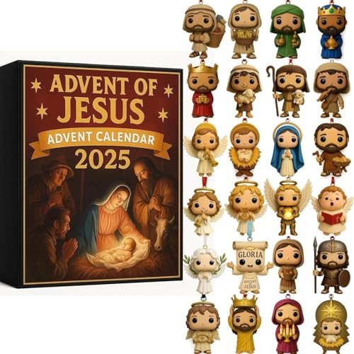 Jesus-Adventskalender 2025, Weihnachtskrippen-Adventskalender, 24...