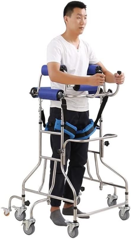 ROSG Andador con Andador de 120 kg / 260 Libras con 8 Ruedas Redondas y Asiento para Ancianos, Entrenamiento de rehabilitación, Soporte para Caminar para Adultos, Ancho de Altura Ajustable