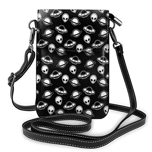 Cartera pequeña para teléfono celular, con ranuras para tarjetas de crédito, ligera, espaciosa y ajustable, para extranjeros, espacio OVNI, color negro