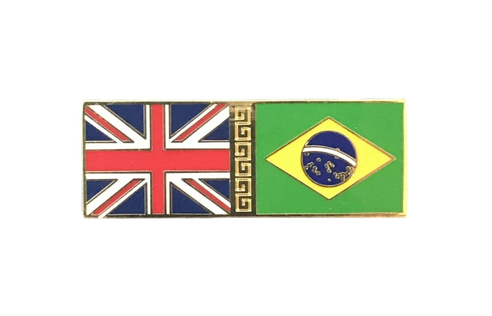 Smartbadge® GB Union Jack UK And Brazil Flags Enamel Lapel Pin Badge