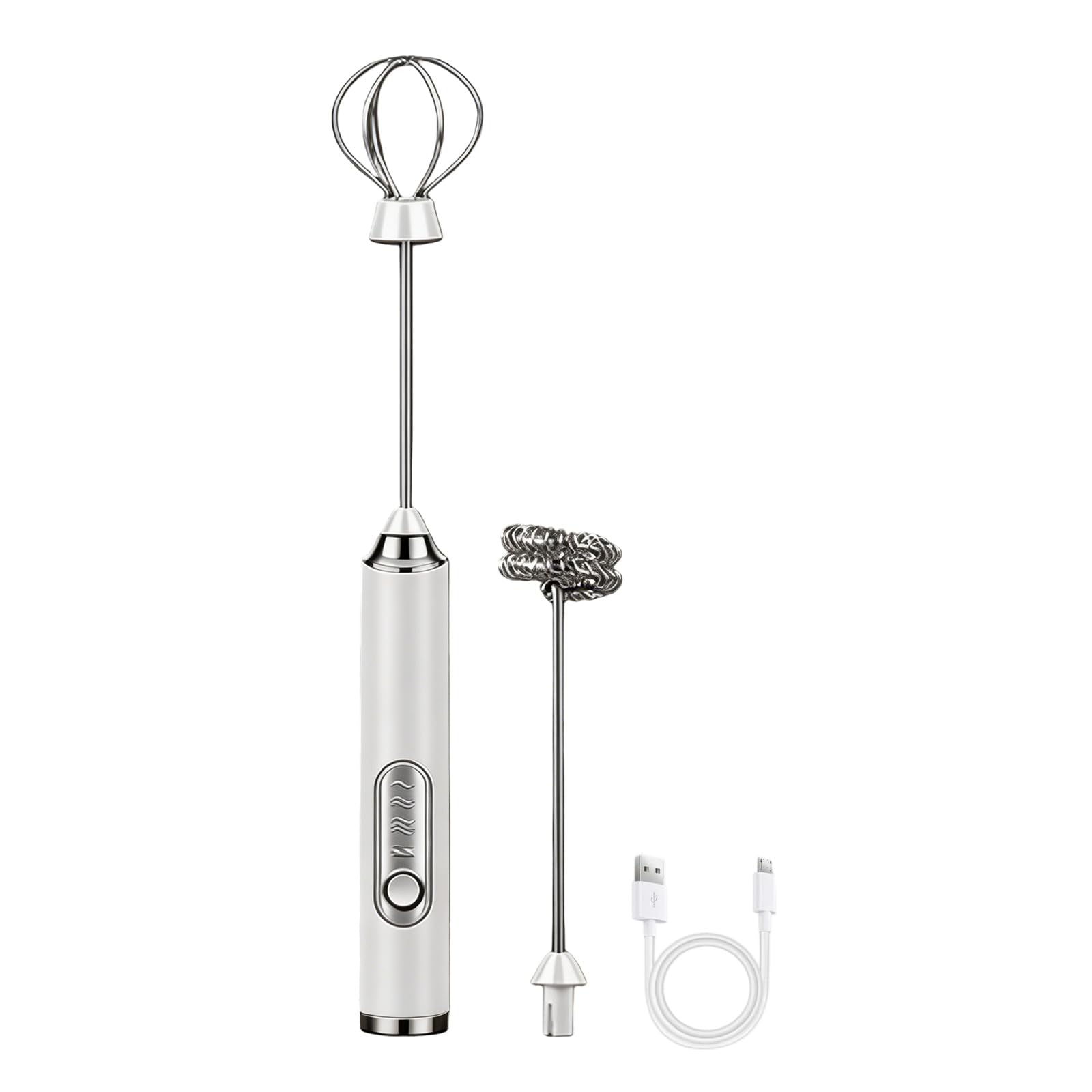 Uqezagpa White Automatic Milk Frother And Multipurpose Whisk With 1500Mah Rechargeable Battery Suitable For Baking And Kitchen Use Handheld Milk Frother