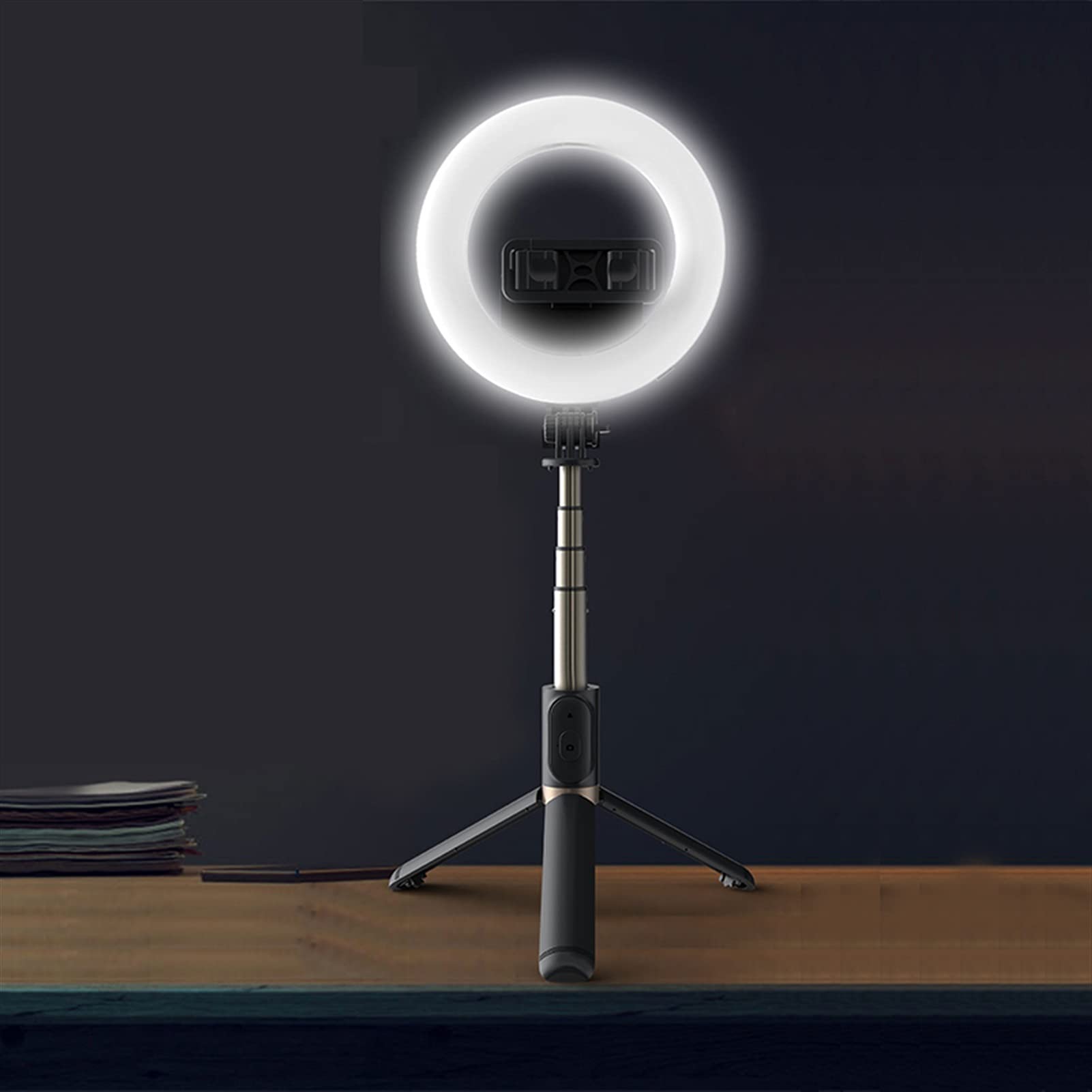 SCRUBY Bastone per selfie wireless Bluetooth allungabile treppiede pieghevole con anello LED Luce Fotografia