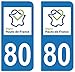 supstick 2 STICKERS AUTOCOLLANT PLAQUE IMMATRICULATION DEPT 80 Hauts de France