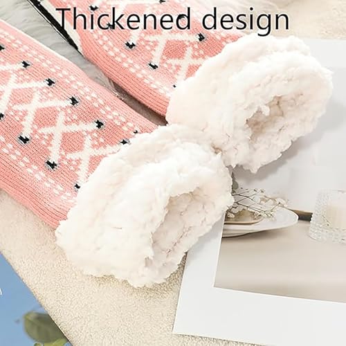 Toselfwith Ultra-Thick Cashmere Slipper Home Socks, Winter Indoor Non Slip Fluffy Thermal Cozy Christmas Socks for Women3