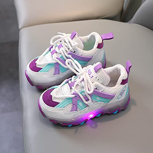 Toddler Girl Shoes Children Kids Baby Girls Boys Sneakers Bling Led Light Casual Lace Up Sport Shoes 1-7 Years4
