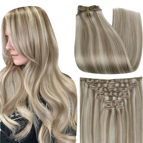 Full Shine Blonde Hair Extensions Clip in 12 Inch