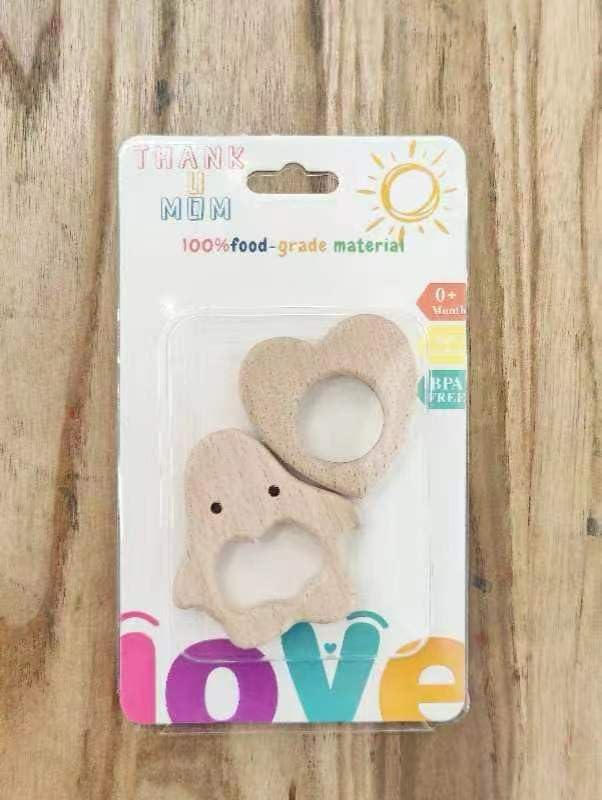 Image of WONDER BABY Wood Teether Toy for Baby Infants |Toddlers Safe Playing Wooden Toys (Pack of 2)