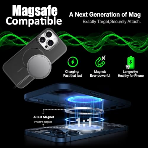 Image of AIBEX Ultra-Thin Mag-Saf Back Cover Case Compatible with iPhone 16 Pro Max|Slim Fit Scratch-Resistant Matte |Magnetic Wireless Charging |Microfibre Lining | Camera Protection (PC Material) - Dark Blue