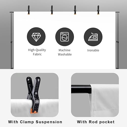 Miniatura 4 de Fondo blanco de 10 x 12 pies para fotografía, fondo blanco LCUIRC para fotografía, pantalla blanca de poliéster con 4 abrazaderas para sesión de