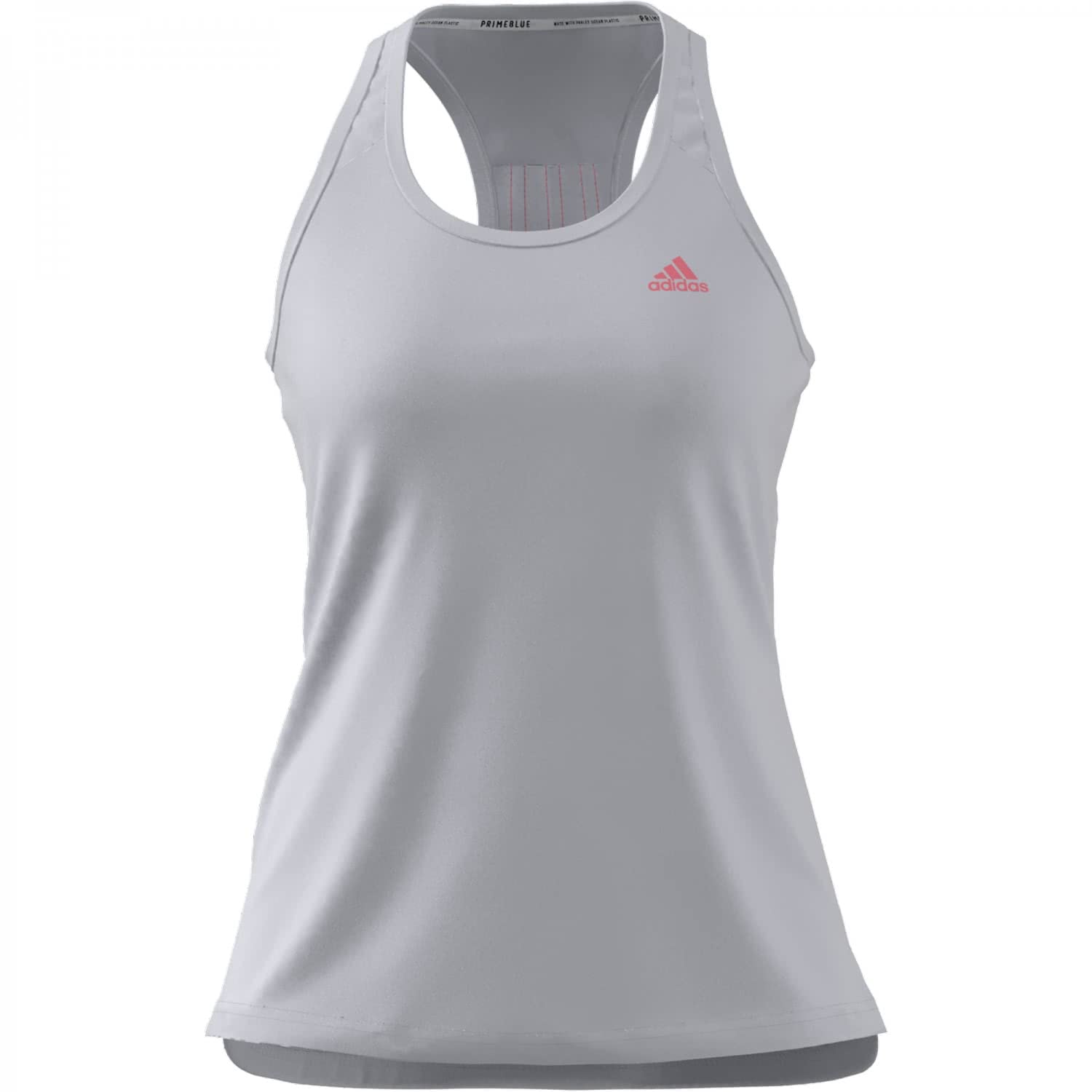 Adidas Women's Lightgrey Performance Primeblue Designed 2 Move 3-Stripes Training Tank, Light Grey, M,