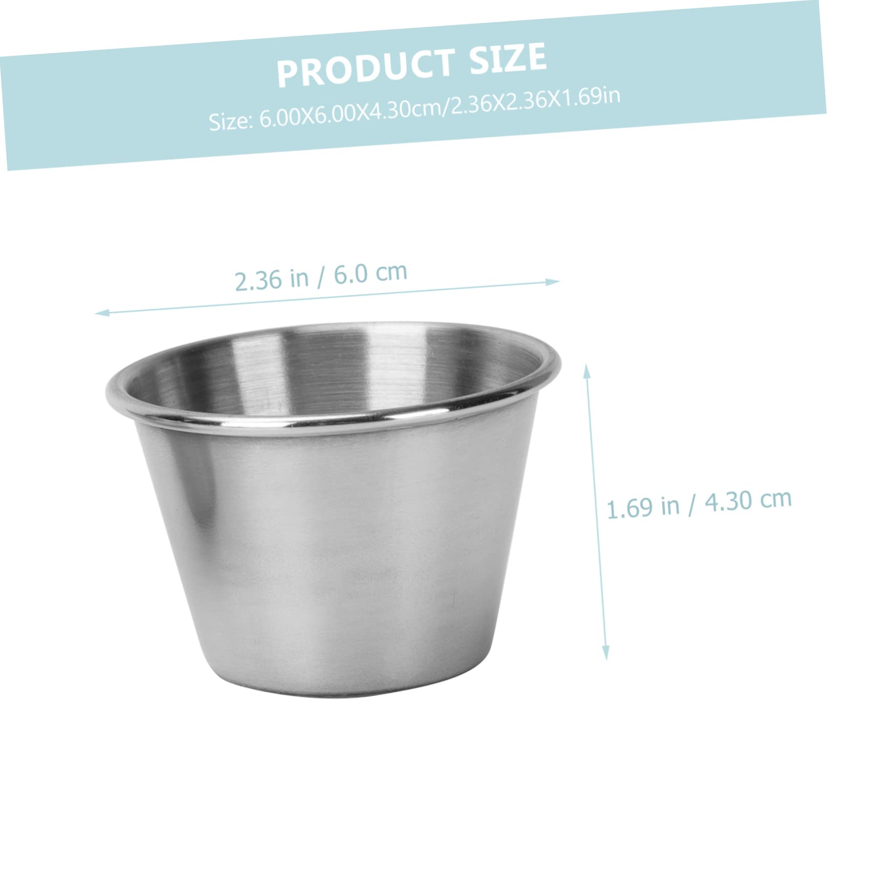 10Pcs Stainless Steel Ramekin Cups Deep Dipping Sauce Dishes for Sauces Snacks Stackable Kitchen Storage Each