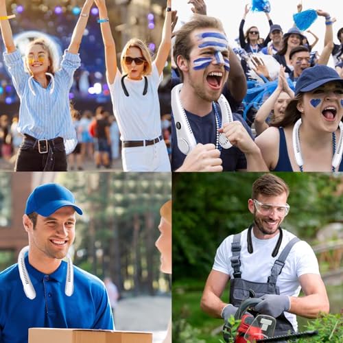 Image of LAESO Portable Neck Fan,Foldable Neck Fan Hands Free Bladeless Personal Fan,LCD Display USB Powered 3-Speed Neck Fan for Outdoor Indoor
