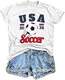 BANGELY Soccer Cup 2026 Shirt Women USA Football Match Season Jersey Game Day T-Shirt Funny Soccer Graphic Short Sleeve Shirt White