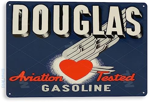 Tinworld Tin Sign: “Douglas Aviation Gas” Oil Gas Parts Service Auto Shop Garage A339 image 5