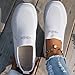 Women's Orthopedic Breathable Shoes Summer Comfortable Woven Slip-On Sneakers Fashion Lightweight Mesh Hollow Out Soft Sole Walking Shoes with Arch Support White