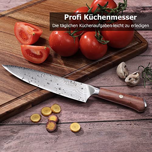 YOTSUBA Kochmesser 20cm, Chefsknife aus rostfreiem Hochkarbonstahl X50CrMoV15, professionelles...