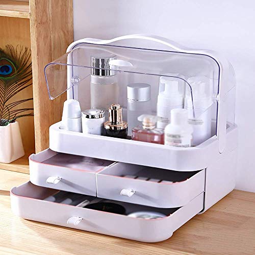 Boîte de rangement cosmétique transparente MU pour coiffeuse encombrée de table