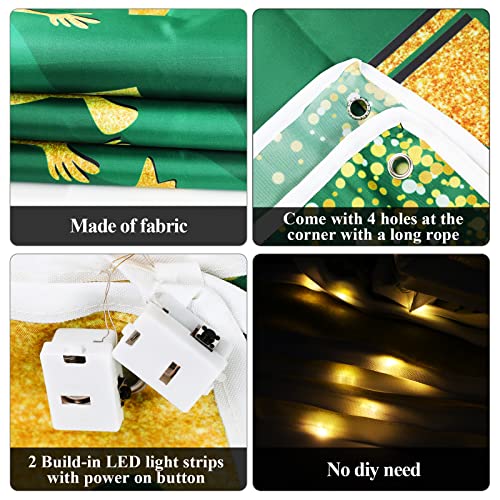 Image of Green Graduation Banner with Led-Light Strips Decor 71 inch x 43 inch Class of 2024 Graduation Backdrop Banner Congrats Grad Party Decorations for 2024 Graduation Party Background Supplies