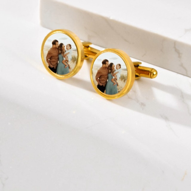 Gemelos personalizados con foto para hombre acero inoxidable miniatura 7