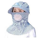 NethCasti Sol de Sol con Ventilador, Gorro de protección Solar de Cara Completa con Cubierta de Cara Hueca ＆ Slap de Cuello, Anchura de, Sombreros de Pesca Anti-UV para Mujeres Verano
