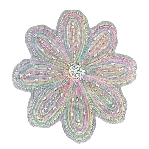 結婚式のスパンコールの花のブローチイブニングドレスアップリケ女性衣料品の創造的なプロジェクトのための服のパッチウェディングスパンコールフラワーブローチ