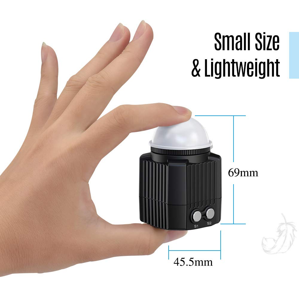 Andoer Mini lampe vidéo LED plongée sous-marine 60 m étanche IPX8 Éclairage camping drone/GoPro/caméras action/smartphone