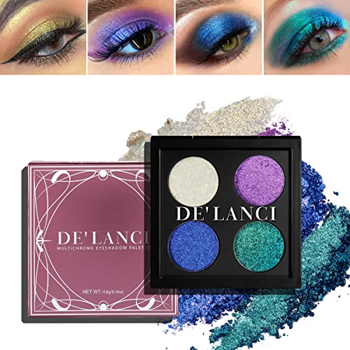 La Catrina 4 Color Duochrome Eyeshadow, Bright Glitter Sparkle Eye Makeup, High Pigment Multichrome Metallic Eyeshadow Palette Shimmer, Holographic & Vegan & Cruelty Free & Talc Free #TOP16