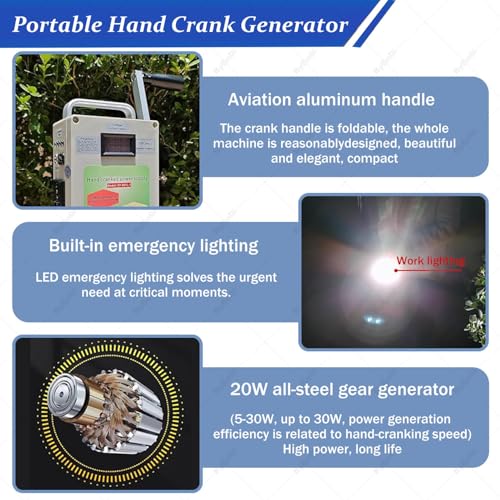 Generador de Emergencia Portátil, Generador Manual de Manivela 150W, con DC12V USB5V, para Supervivencia al Aire Libre miniatura 4