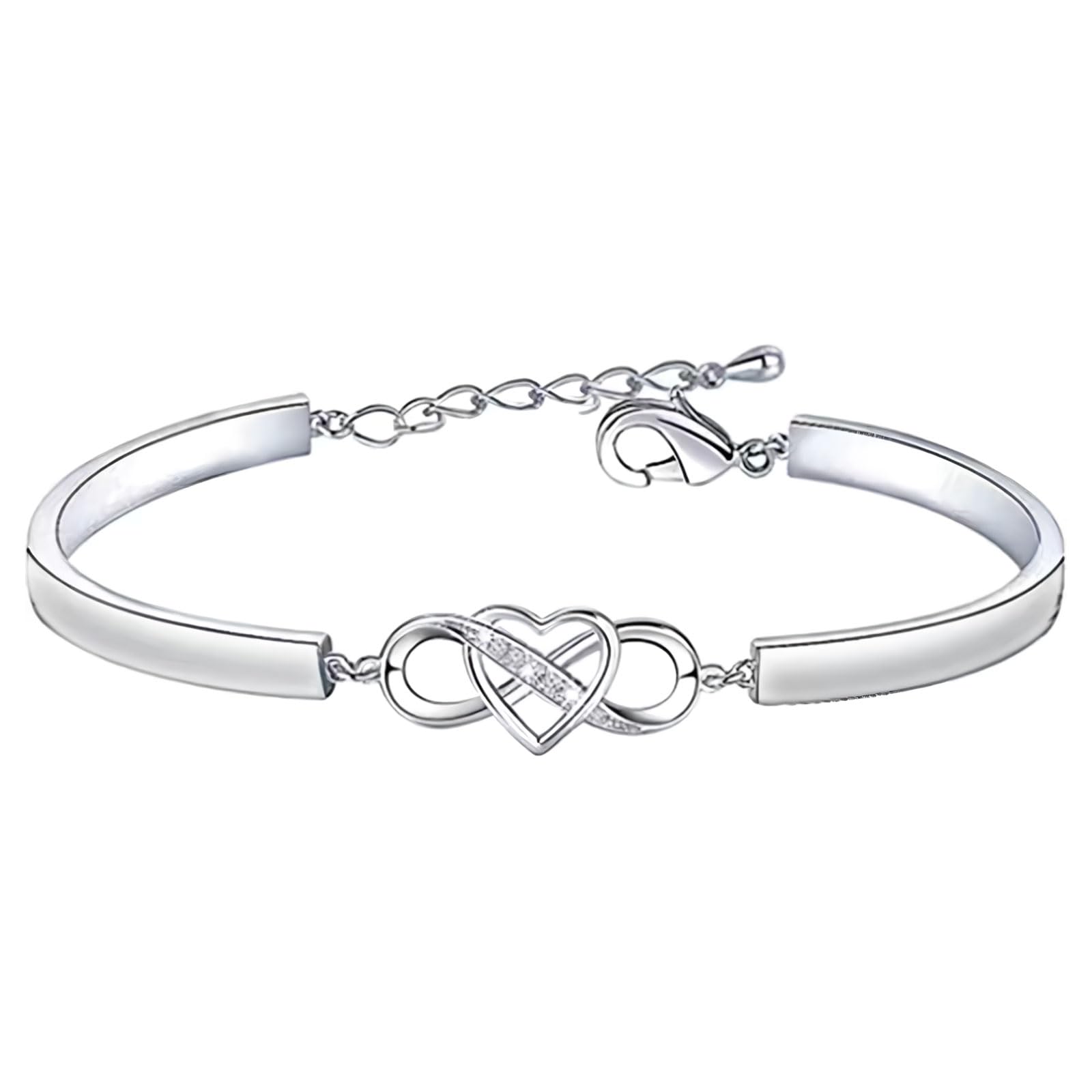 NAMIX Pulsera para Mujer, Pulsera Infinita de Plata de Ley,Pulsera con Símbolo de Amor Infinito，Pulseras Deslizantes de Cadena Ajustable, Regalo de Cumpleaños para Madre, Esposa, Hija.