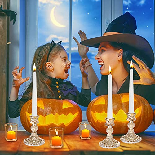 Enjinkail Glass Candle Holder - Gold Taper Candlestick Holders, Decorative Candle Sticks Set Of 3, For Formal Events, Wedding, Church, Fall, Holiday Décor, Table Centerpiece Decoration #TOP3