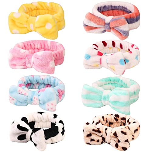 Pack of 8 Spa Headbands, Coral Fleece Makeup Headband