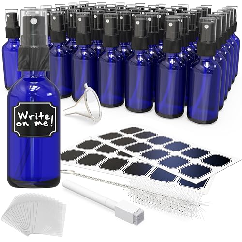 Nevlers Small Spray Bottle 2 Oz 48 Pack Blue Glass Spritzer Bottles